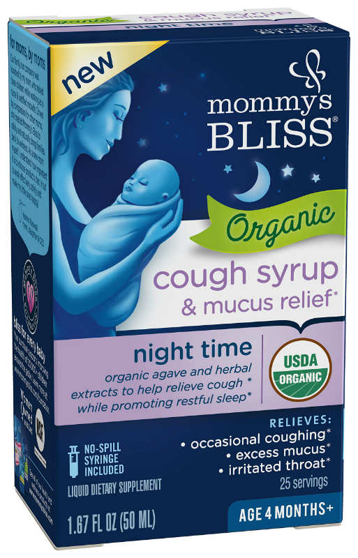 MOMMY'S BLISS: Organic Kids Cough Syrup & Mucus Relief Night Time 4 ounce