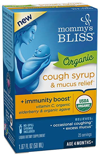 MOMMY'S BLISS: Organic Kids Cough Syrup & Mucus Relief Plus Immunity Boost Day Time 4 ounce