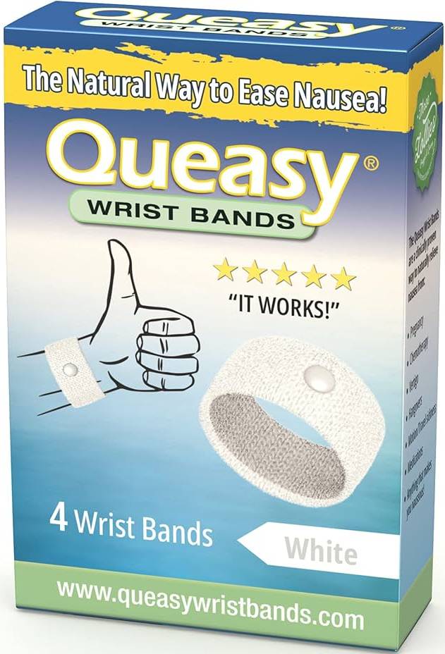 THREE LOLLIES: Queasy Wrist Band White 4 PC