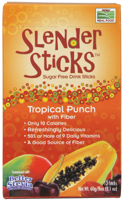 NOW: Tropical Punch with Fiber Sugar Free Drink Sticks - 12 2.1 oz. Sticks 12 Sticks