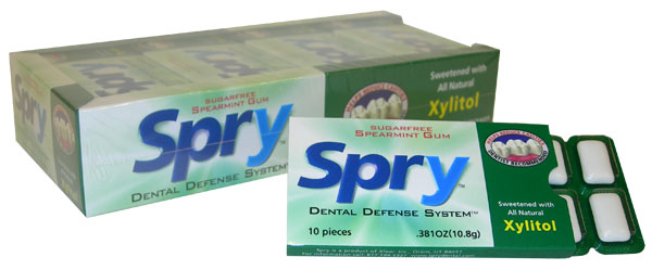 SPRY: Spry Chewing Gum 100% Xylitol Sweetened Blister Pack Spearmint Tray 20 pc