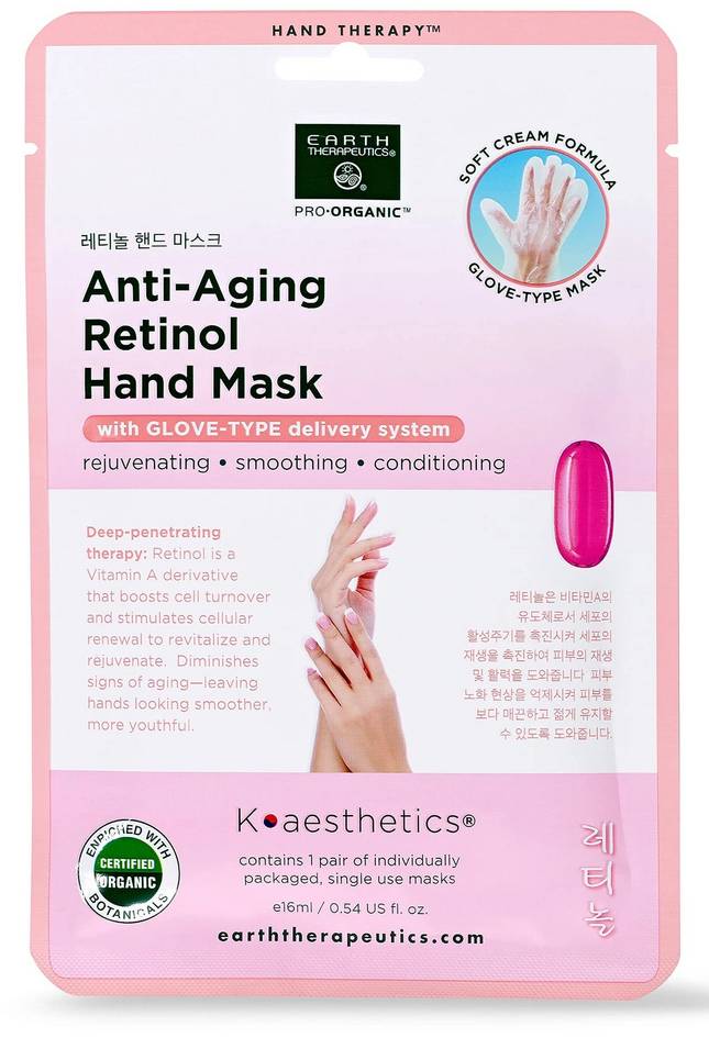EARTH THERAPEUTICS: Retinol Anti Aging Hand Mask 1 PAIR