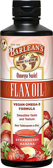 BARLEANS ESSENTIAL OILS: Strawberry / Banana Flax Oil Swirl 8 fl oz