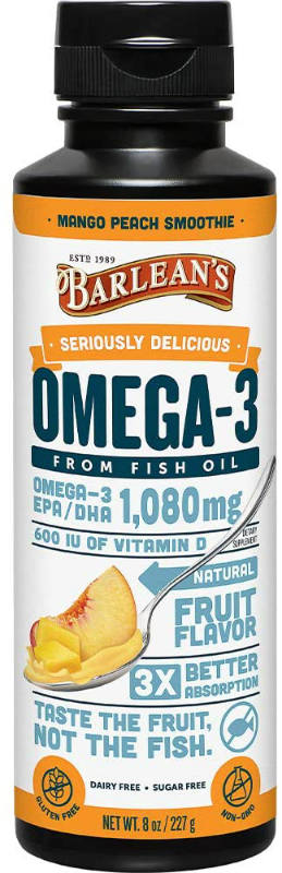 BARLEANS ESSENTIAL OILS: Mango Peach Fish Oil Swirl 8 fl oz