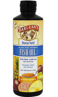 BARLEANS ESSENTIAL OILS: Ultra High Potency Fish Oil 16 oz (Passion Pineapple)