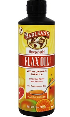 BARLEANS ESSENTIAL OILS: Omega Swirl Flax Oil 16 oz (Mango Fusion)