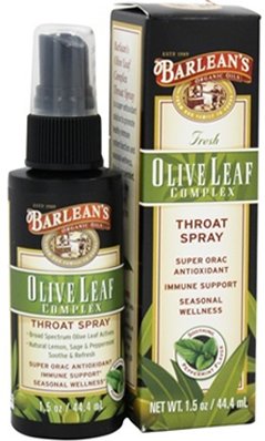 Olive Leaf Complex Throat Spray 1.5 oz from BARLEANS ESSENTIAL OILS