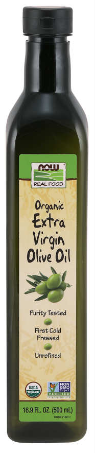 NOW: Organic Extra Virgin Olive Oil in Green PET Plastic (NOW Real Food) 19.6 fl oz