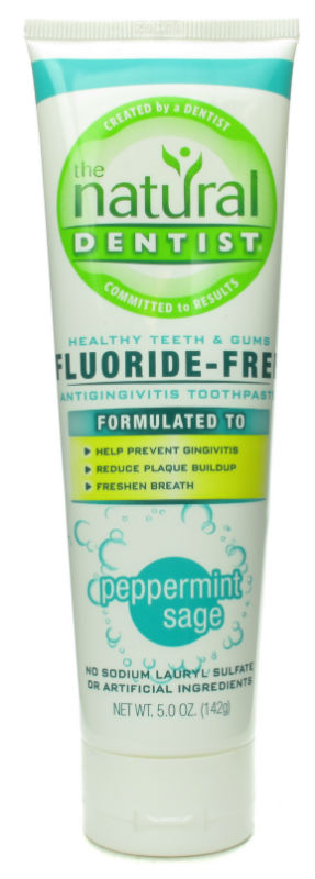 NATURAL DENTIST: Healthy Teeth and Gums Fluoride Free Antigingivitis Toothpaste Peppermint Sage 5 oz