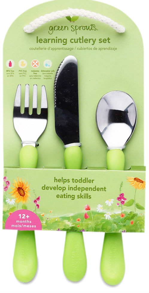 GREEN SPROUTS: Learning Cutlery Set - Green 12 mo Plus 3 pc