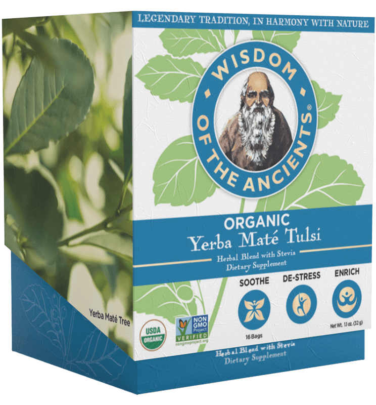 WISDOM OF THE ANCIENTS HERBAL TEAS: Organic Yerba Mate Tulsi Tea Bags 16 bag