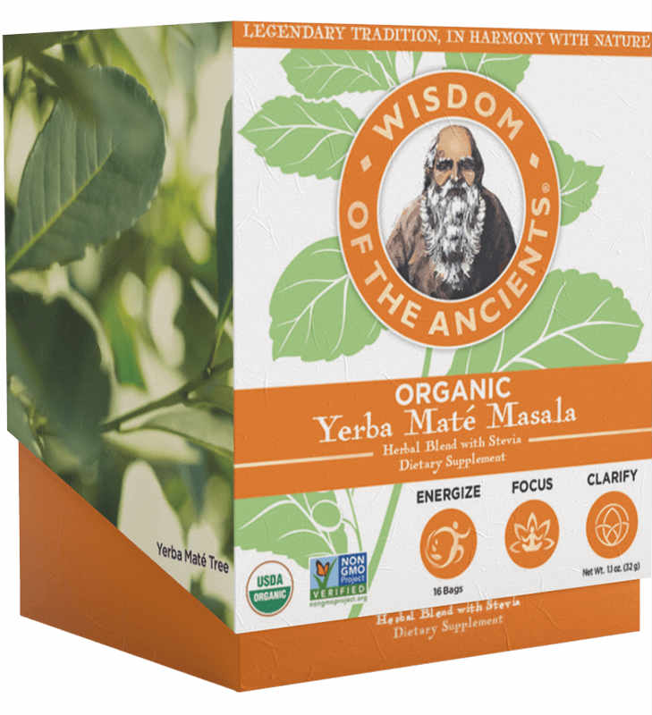 WISDOM OF THE ANCIENTS HERBAL TEAS: Organic Yerba Mate Masala Tea Bags 16 bag