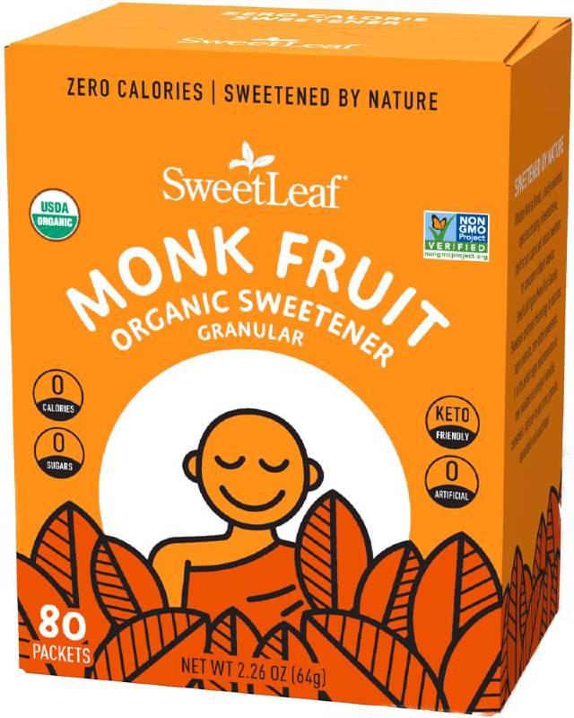 SWEETLEAF STEVIA: SweetLeaf Organic Monk Fruit Powder Sweetener 80 CT