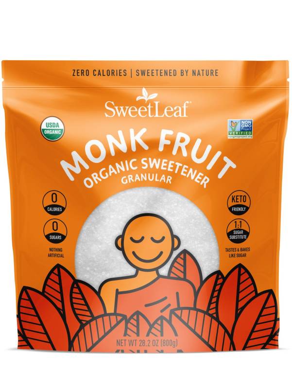 SWEETLEAF STEVIA: SweetLeaf Organic Monk Fruit Powder Sweetener Granular Bag 800 GM