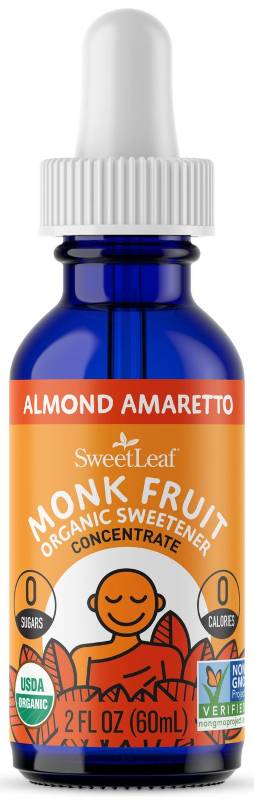 SWEETLEAF STEVIA: SweetLeaf Organic Monk Fruit Sweetener Concentrate Almond Amaretto 2 OUNCE