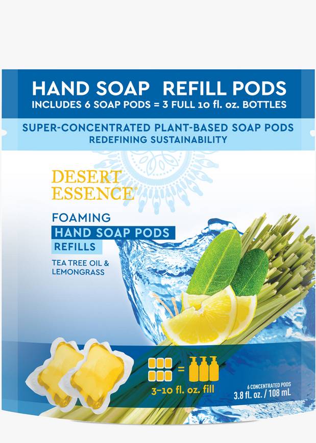 DESERT ESSENCE: Foaming Hand Wash Refill Pods Lemongrass 3.8 OUNCE