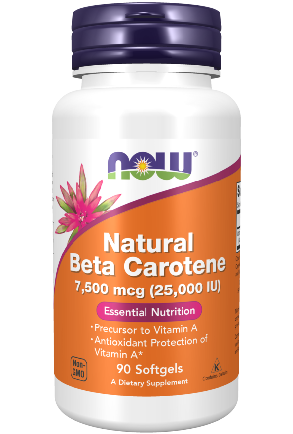 NOW: Natural Beta Carotene 7,500 mcg (25,000 IU) 90 Softgels