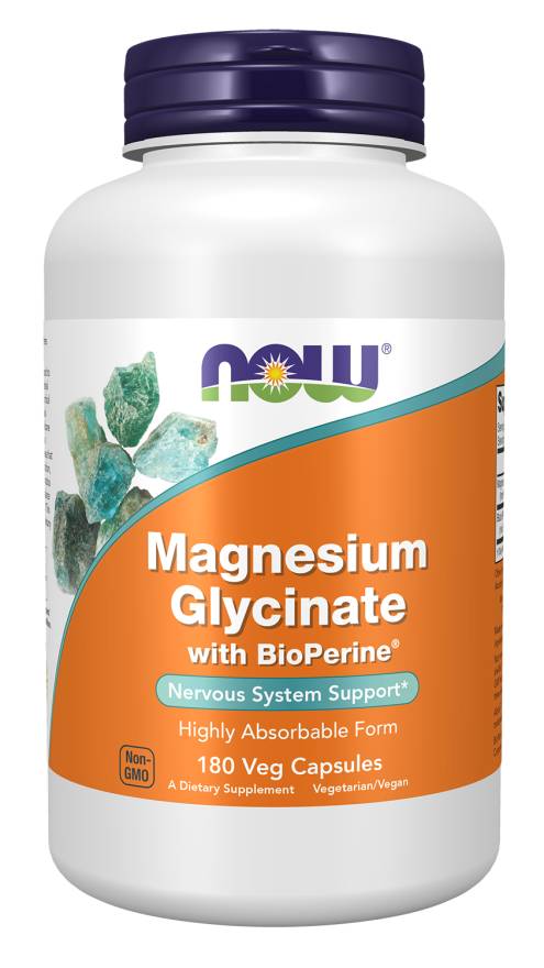 NOW: Magnesium Glycinate with Bioperine 180 Vcaps