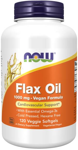 NOW: Flax Seed Oil 1000mg Vegan Formula 120 Veg Gels