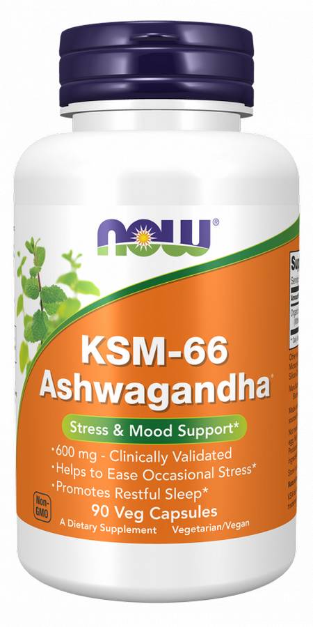 NOW: Ashwagandha 600mg KSM-66 90 Veg Caps