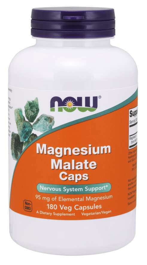 NOW: Magnesium Malate Caps 180 Veg Capsules
