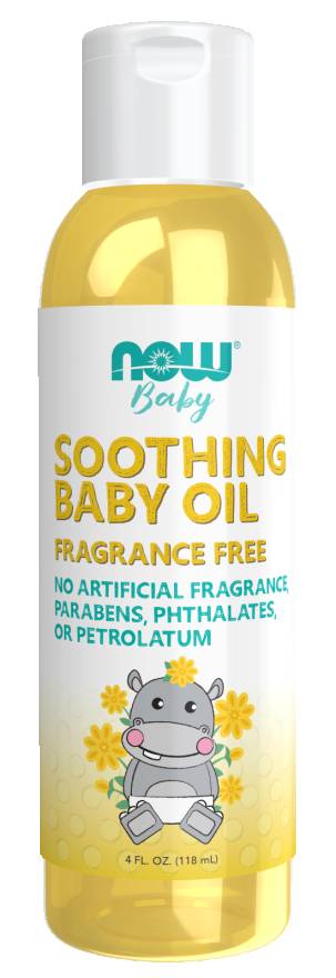 NOW: Soothing Baby Oil, Fragrance Free 4 fl oz