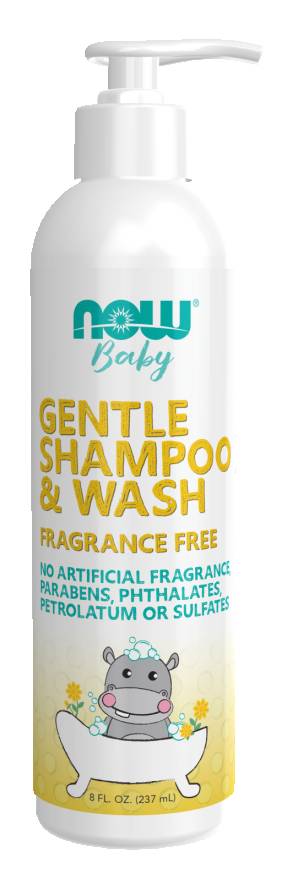 NOW: Gentle Baby Shampoo & Wash, Fragrance Free 8 fl oz