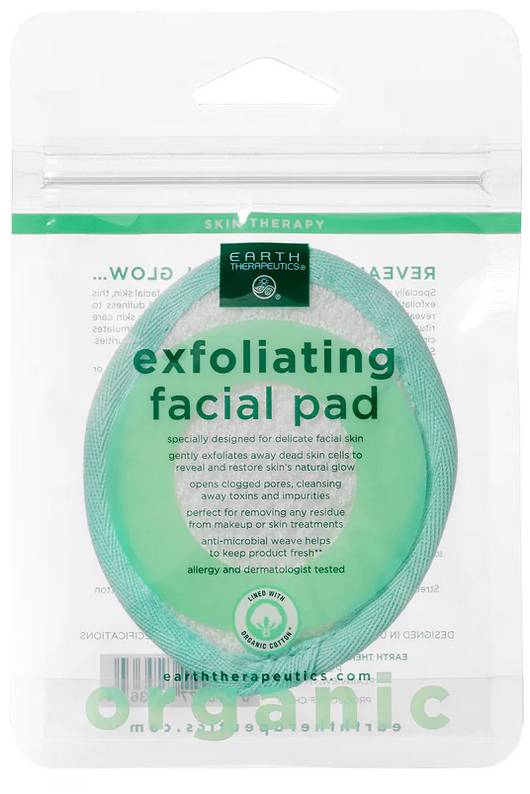 EARTH THERAPEUTICS: Organic Cotton Exfoliating Facial Pad 1 UNIT
