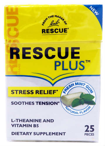 BACH FLOWER ESSENCES: Rescue Plus Fresh Mint Gum 25 pc