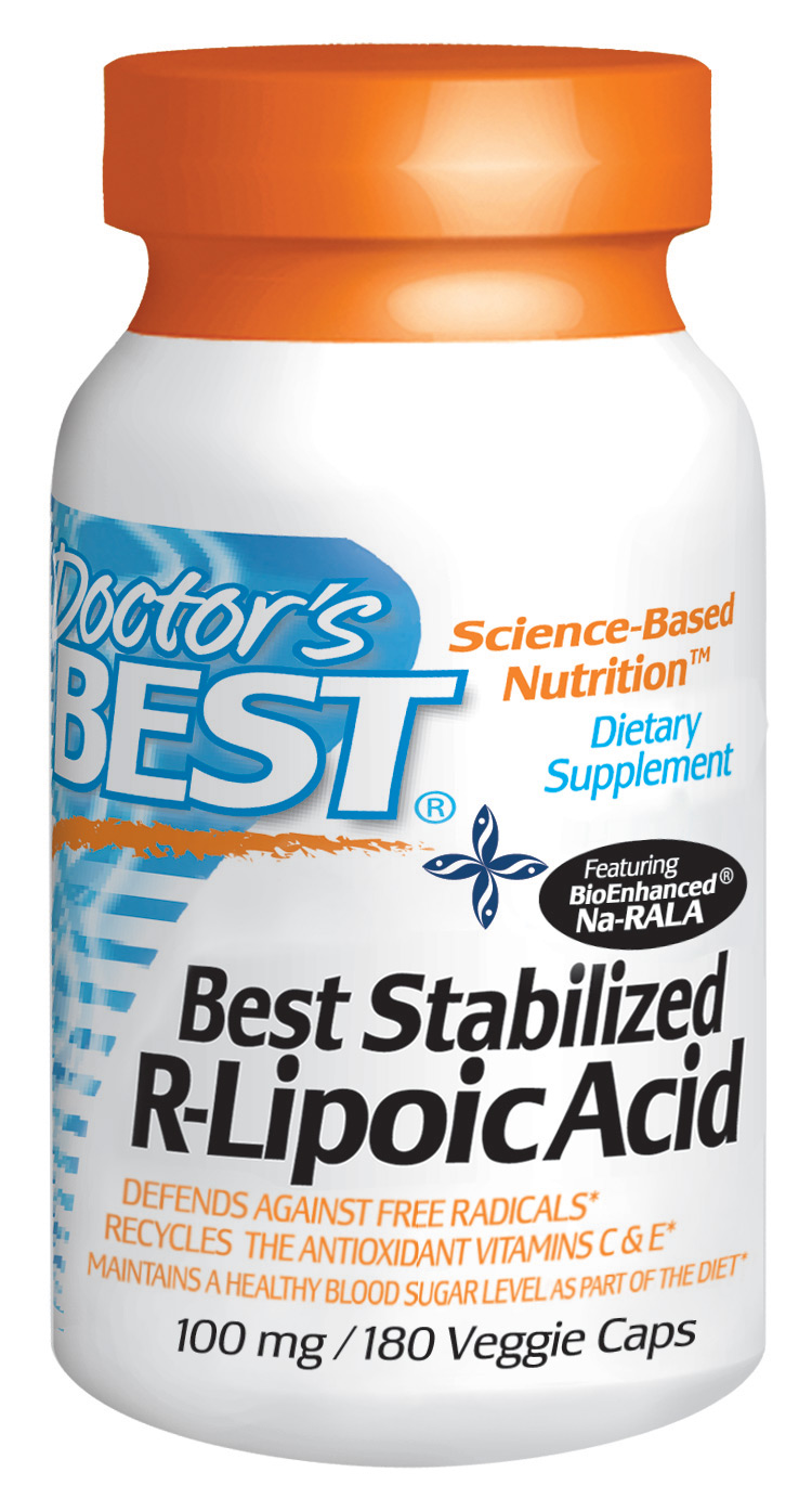 Doctors Best: Best Stabilized R-Lipoic Acid featuring BioEnhanced Na-RALA (100 mg) 180 VC
