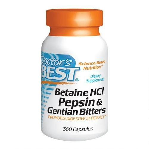 Doctors Best: Betaine HCl Pepsin And Gentian Bitters 360 Capsules