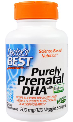 Purely Prenatal DHA with Life's DHA 200mg 120 Veggie Softgel from Doctors Best
