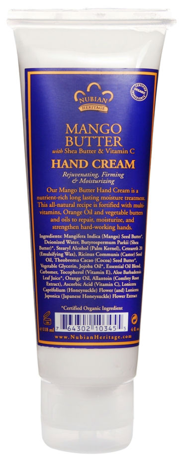 NUBIAN HERITAGE/SUNDIAL CREATIONS: Hand Cream Mango Butter 4 oz
