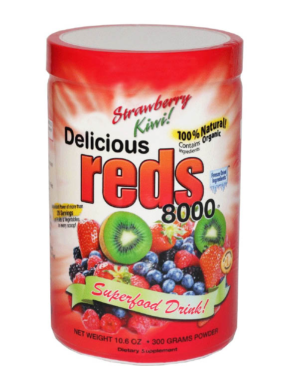 GREENS WORLD INC: Delicous Reds 8000 Strawberry-Kiwi Flavor 10.6 oz