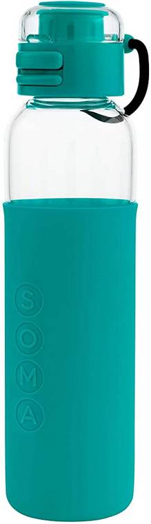 SOMA: Glass Water Bottle w/ Sport Cap V2 Aqua 17 OUNCE