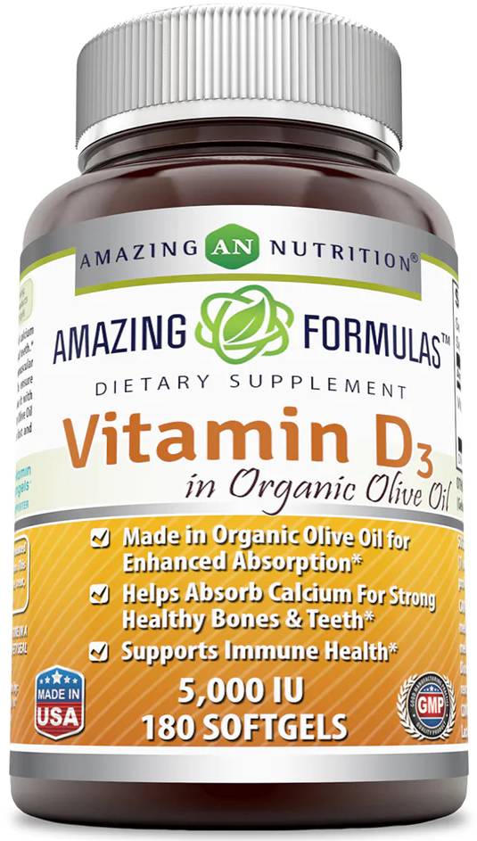 AMAZING NUTRITION: Amazing Formulas Vitamin D3 5000 IU 180 SOFTGEL