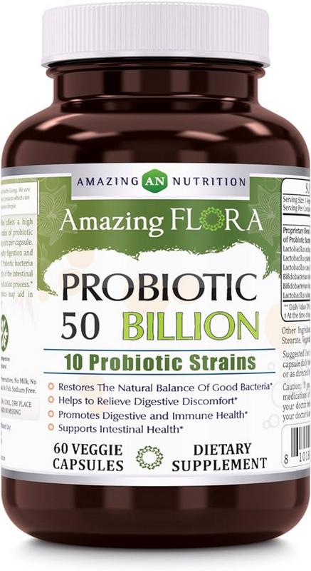 AMAZING NUTRITION: Amazing Flora Probiotic 10 Strains 50 Billion 60 CAPVEGI