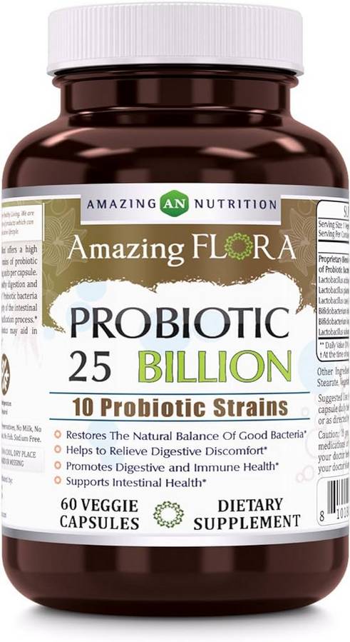 AMAZING NUTRITION: Amazing Flora Probiotic 10 Strains 25 Billion 60 CAPVEGI