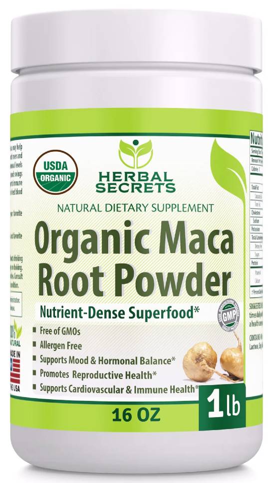 AMAZING NUTRITION: Herbal Secrets Organic Maca Root Powder 16 OUNCE