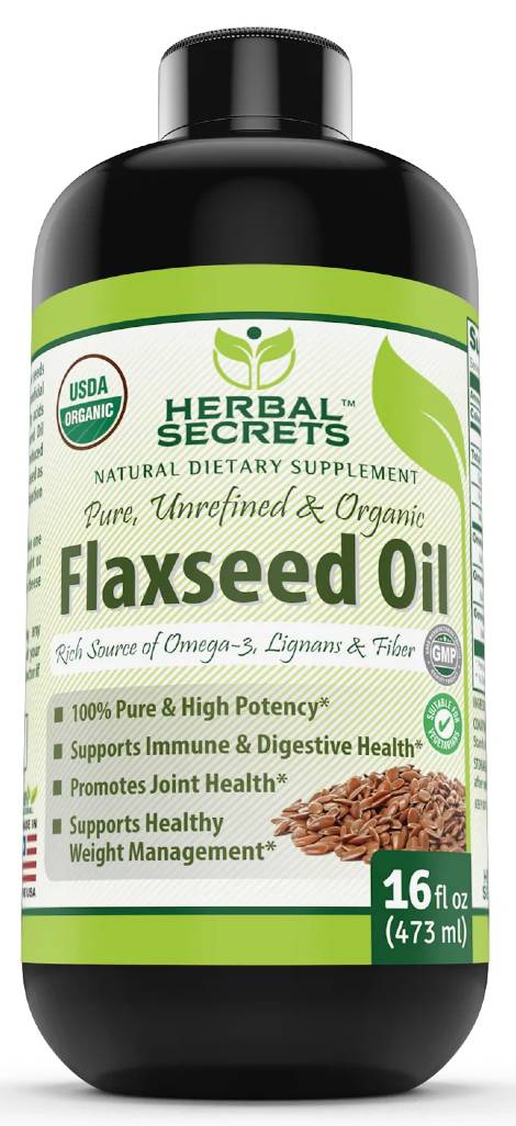 AMAZING NUTRITION: Herbal Secrets Organic Flaxseed Oil 16 OUNCE