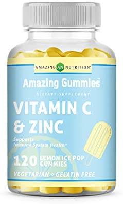 AMAZING NUTRITION: Amazing Formulas Vitamin C & Zinc Gummies Lemon Ice Pop 120 GUMMY