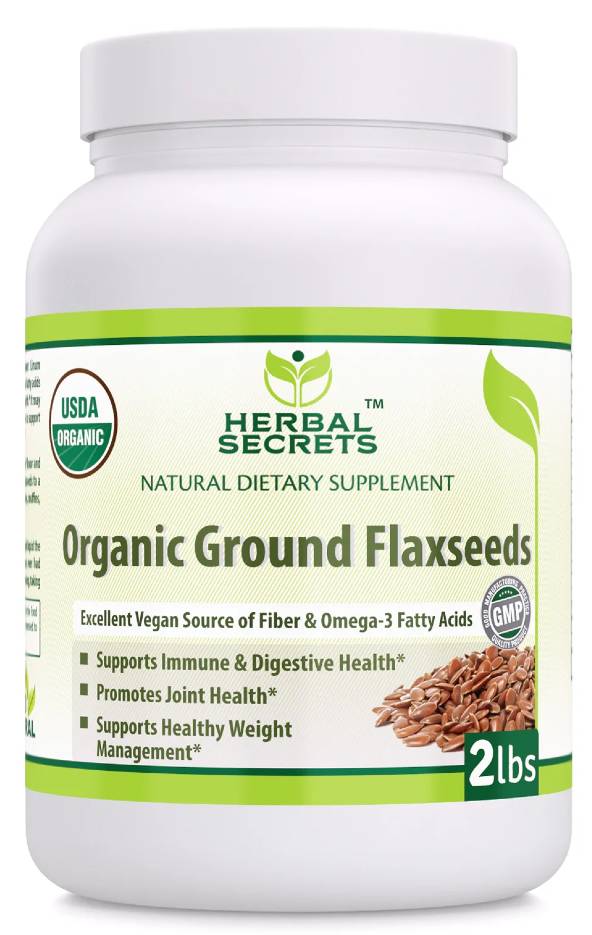 AMAZING NUTRITION: Herbal Secrets Organic Ground Flaxseed Powder 2 LB