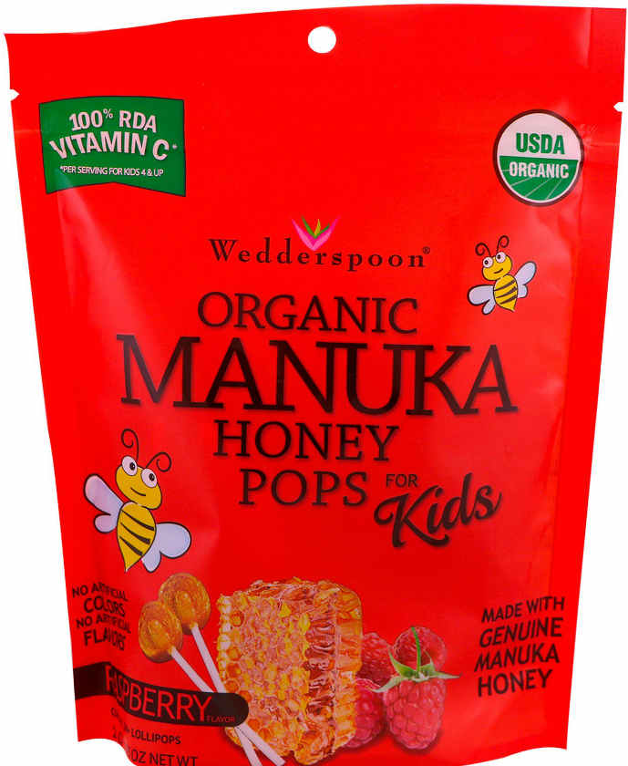 WEDDERSPOON: Organic Manuka Honey Pops Raspberry 24 CT