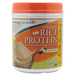 GROWING NATURALS: Rice Protein Powder Vanilla Organic 1 lb