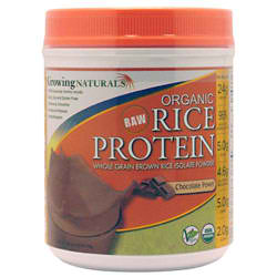 GROWING NATURALS: Rice Protein Powder Chocolate Organic 1 lb