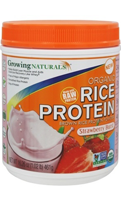 Rice Protein Powder Strawberry Organic 1.02 lb from GROWING NATURALS