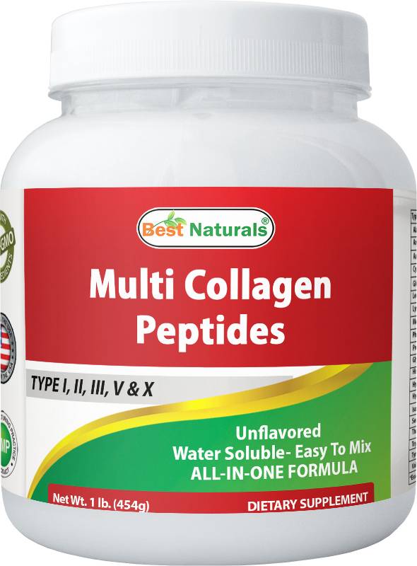 Best Natural: Multi Collagen Peptides type I, II, III, V & X 16 oz Powder