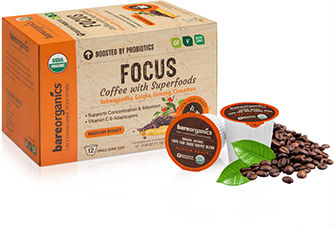 BARE ORGANICS: Focus Coffee K-Cups 12 ct