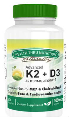 HEALTH THRU NUTRITION: K2 100mcg as Menaquinone 7 Plus D3 1000 IU 60 softgel