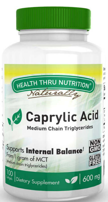 HEALTH THRU NUTRITION: Caprylic Acid 600mg (NON-GMO) 100 softgel